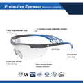 gray/blue, Clear Anti-Fog | ANSI Z87.1 & Adjustable Temples | 01 Series - Adjustable Wrap Around Safety Glasses | GE101CAF