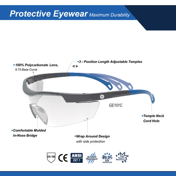 gray/blue | Safety Glasses | ANSI Z87.1 & Adjustable Temples