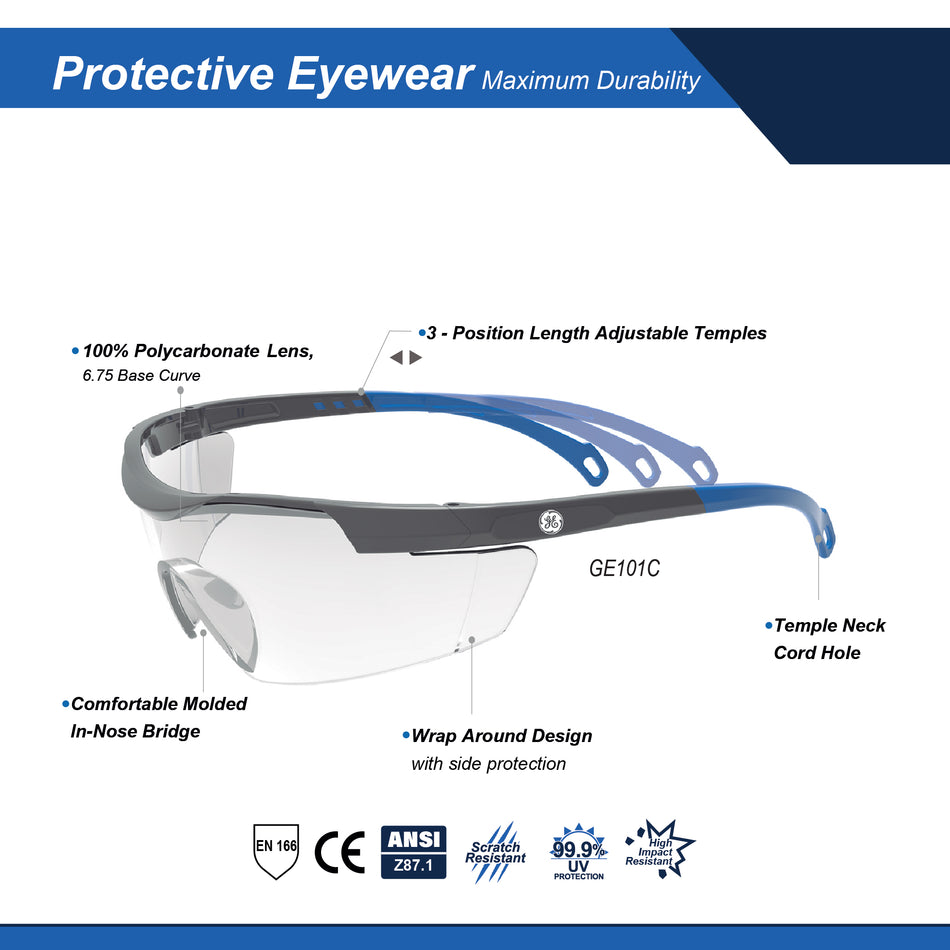 gray/blue | Safety Glasses | ANSI Z87.1 & Adjustable Temples