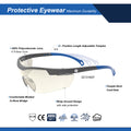 gray/blue, I/O Mirror Anti-Fog | ANSI Z87.1 & Adjustable Temples | 01 Series - Adjustable Wrap Around Safety Glasses | GE101MAF