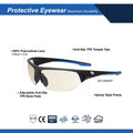 black/blue, I/O Mirror Anti-Fog | side view highlighting protective features | GE Safety Glasses 06 Series | Sporty Half-Frame ANSI Z87.1 | GE106MAF