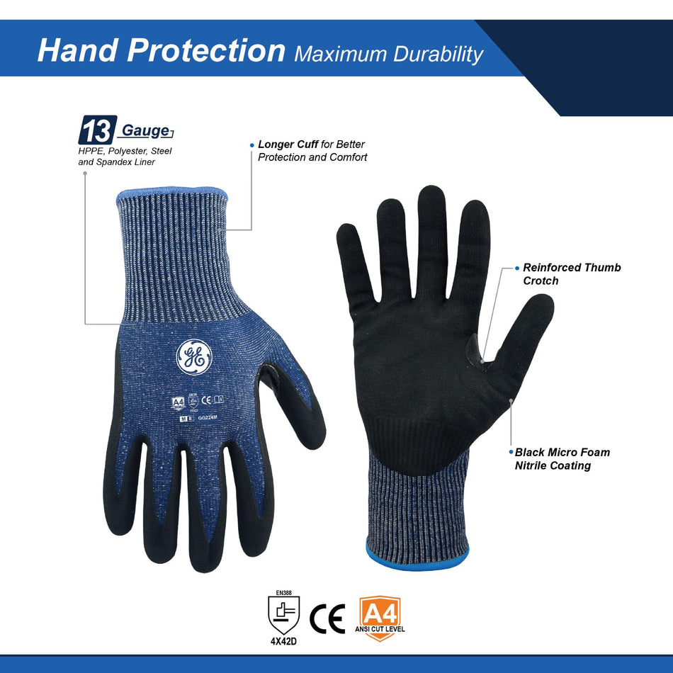 all-show | Micro Foam Nitrile Dipped Gloves | ANSI Cut Level 4