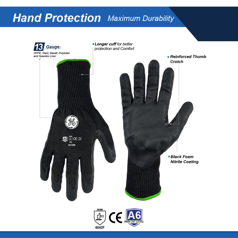 all-show | Foam Nitrile Dipped Gloves | ANSI Cut Level 6