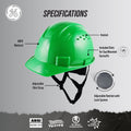 green | GH326N vented cap style hard hat with chin strap