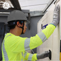 gray | worker wearing hard hat on job site | Hard Hat | Type 1, Cap Style, Dielectric, Non Vented | GH327G