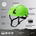 green, Vented | side profile with labeled features | Safety Helmet | Type 2, Vented with Koroyd® | GH500GN