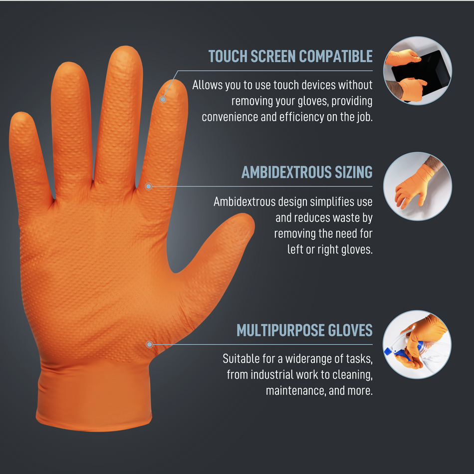 Nitrile Gloves | 8 Mil Heavy Duty & Touch Screen | GG622
