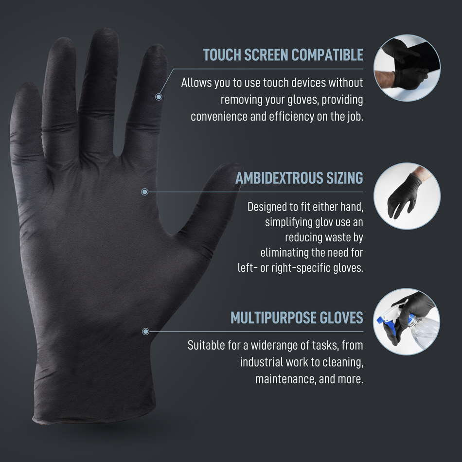 4 Mil Nitrile Gloves | Textured, Touch Screen Compatible | GG601