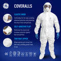 3xl | model wearing full protective suit front view | Microporous Disposable Coverall Type 5/6 — GE PPE GW903, EN ISO 13982-1 & 13034, Hood & Boots | GW9033XL