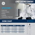 3xl | model wearing white protective coverall suit | Microporous Disposable Coverall Type 5/6 — GE PPE GW903, EN ISO 13982-1 & 13034, Hood & Boots | GW9033XL
