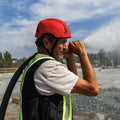 red, Vented | model wearing helmet at construction site | Safety Helmet | Type 2, Vented with Koroyd® | GH500R