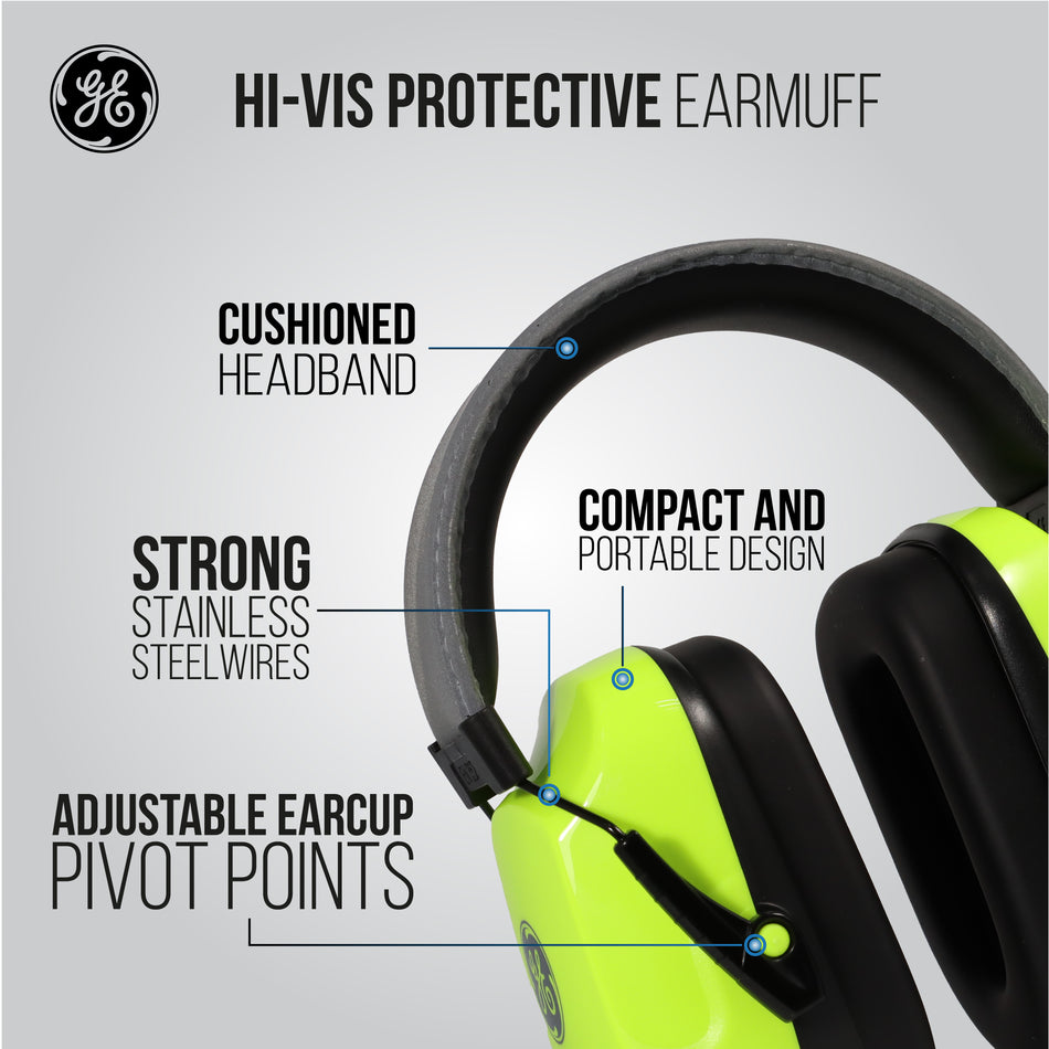 High Visibility Protective Earmuff | 27 dB NRR | GM452HV