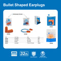 200 pairs | product lineup showing multiple packaging formats | 32 NRR Bullet Shaped Earplugs | GP425