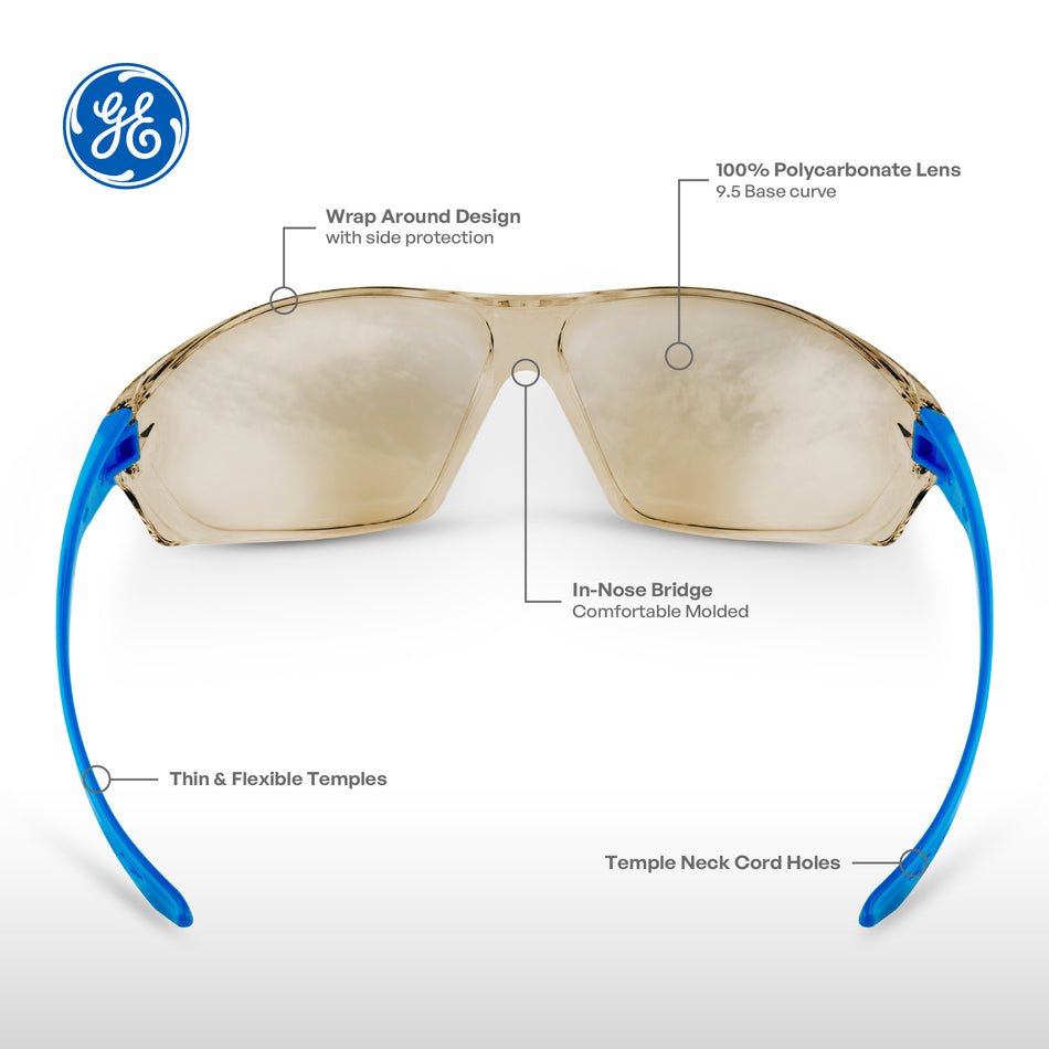 Blue | CI/O Mirror Anti-Fog | Safety Glasses | Frameless Anti-Fog/Anti-Scratch