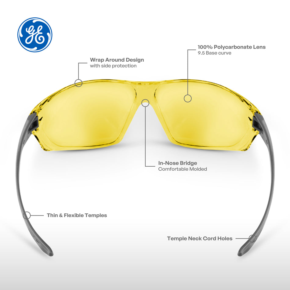  gray | Amber Anti-Fog | Safety Glasses | Frameless Anti-Fog/Anti-Scratch