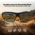 black/indigo, Clear Anti-Fog | front view with desert background comparison | 09 Series - Safety Glasses | GE109CAF