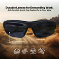 black/indigo, Clear Anti-Fog | front view with desert landscape background | 09 Series - Safety Glasses | GE109CAF