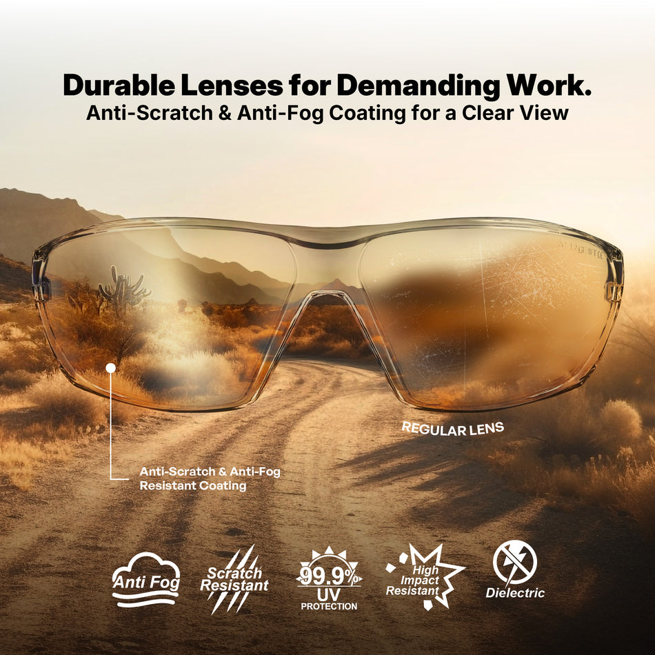 Blue | CI/O Mirror Anti-Fog | Safety Glasses | Frameless Anti-Fog/Anti-Scratch