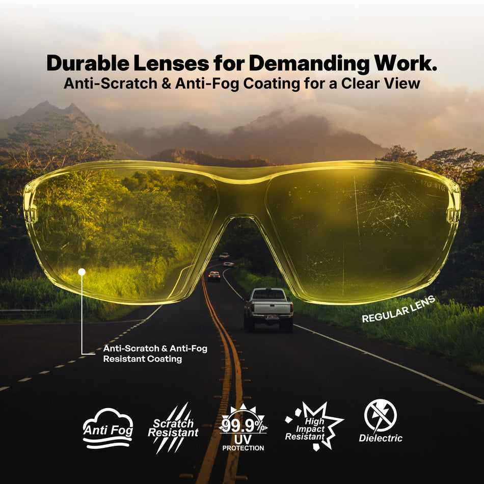  gray | Amber Anti-Fog | Safety Glasses | Frameless Anti-Fog/Anti-Scratch