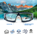indigo/gray, Clear Anti-Fog | front view showing protective lens comparison | GE PPE 11S Series Anti-Fog Safety Spoggles ANSI Z87.1 | GE111CAF