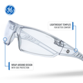 clear, Clear Anti-Scratch | GE PPE 14 Series Frameless Safety Glasses | ANSI Z87.1 | GE114C