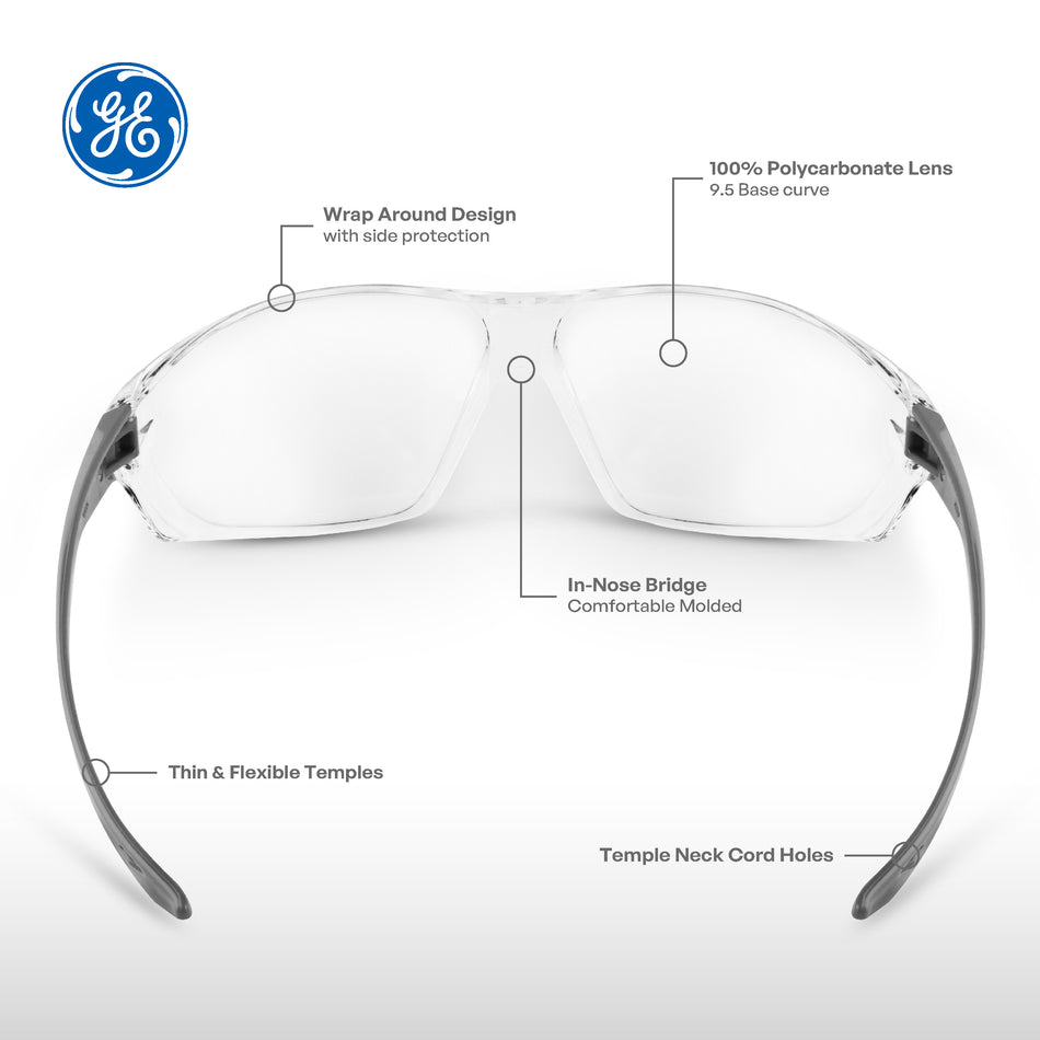 gray, Clear Anti-Fog | 03 Series - Frameless Safety Glasses | GE203CAF