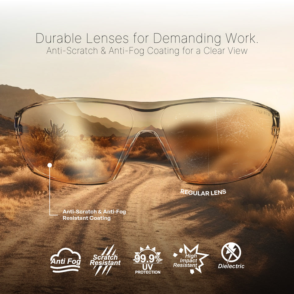 gray, Clear Anti-Scratch | 03 Series - Frameless Safety Glasses | GE203C