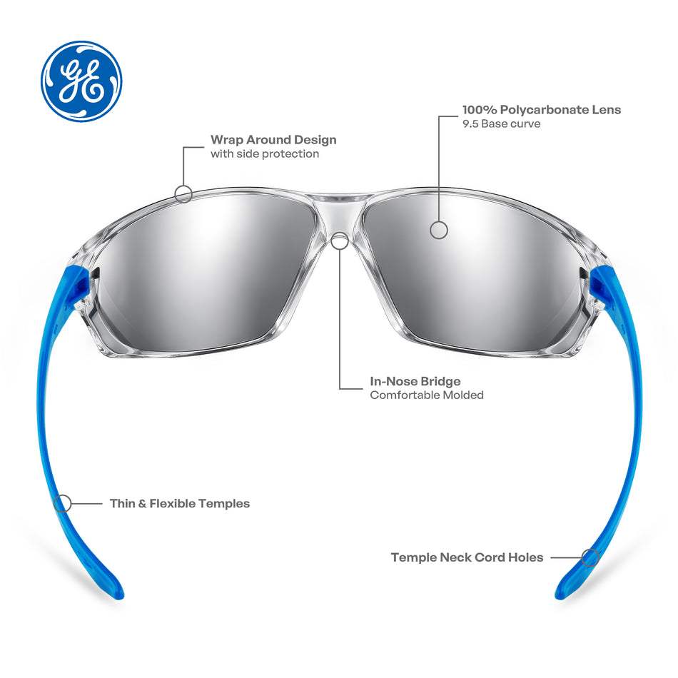 blue, I/O Mirror Anti-Fog | 03 Series - Frameless Safety Glasses | GE103MAF