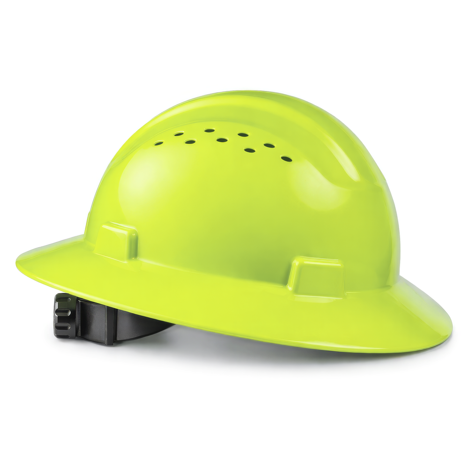 Hi-Vis Lime | Full Brim Vented Hard Hat with 4-Point Ratchet Suspension – Type 1 Class C | GH32HN