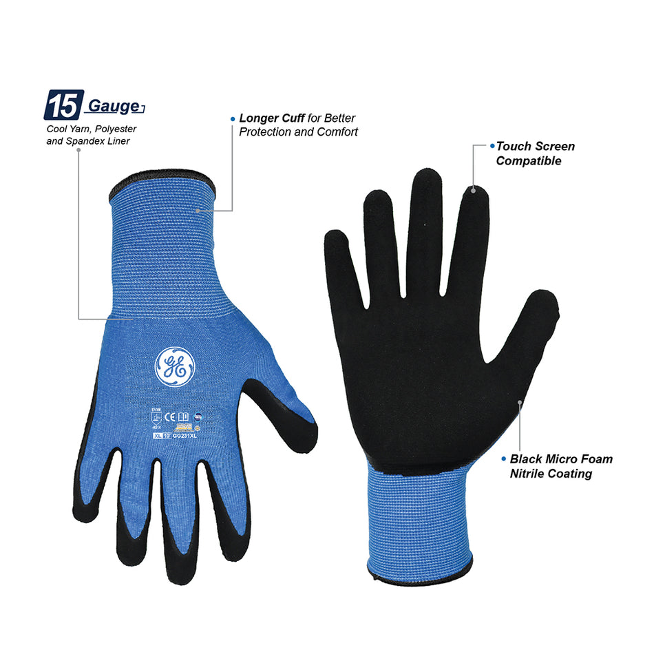 all-show | Foam Nitrile Dipped Gloves | 15 Gauge, Touch Screen
