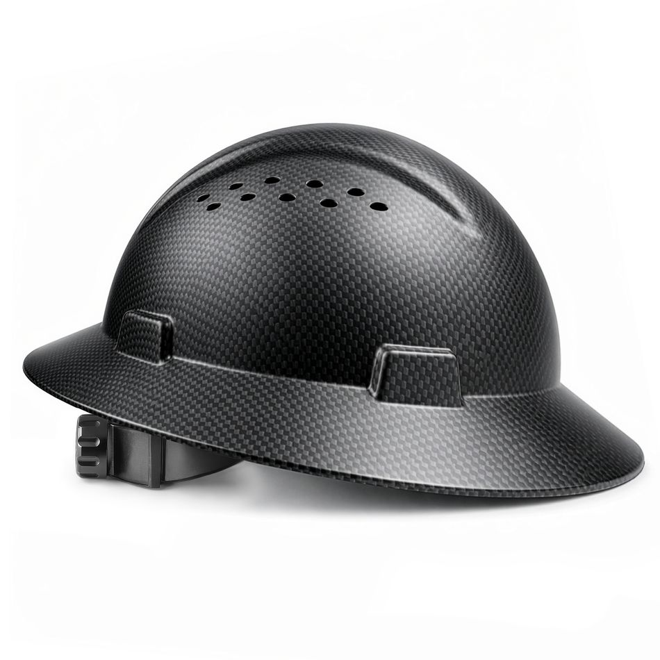Carbon Black | Full Brim Vented Hard Hat with 4-Point Ratchet Suspension – Type 1 Class C | GH328CB