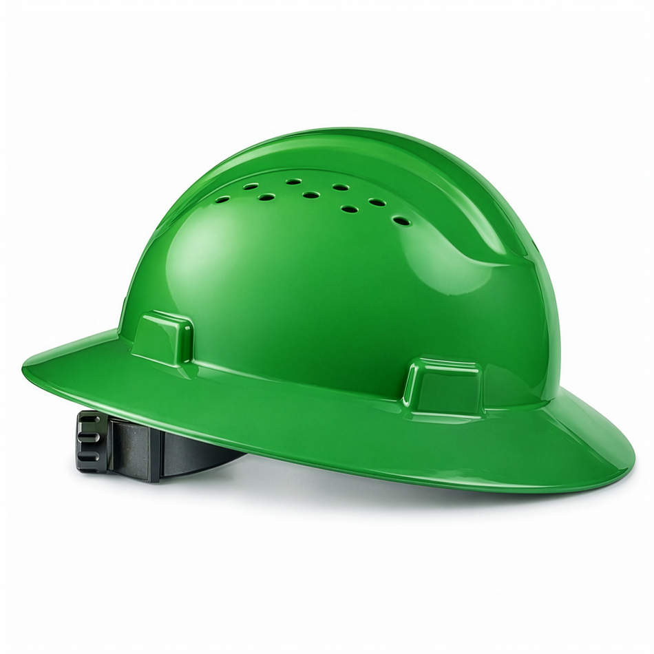 green | Full Brim Vented Hard Hat with 4-Point Ratchet Suspension – Type 1 Class C | GH328N
