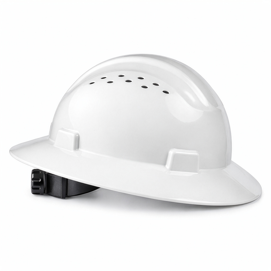 white | Full Brim Vented Hard Hat with 4-Point Ratchet Suspension – Type 1 Class C | GH328W