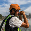 orange, Vented | worker wearing helmet outdoors side view | Safety Helmet | Type 2, Vented with Koroyd® | GH500O