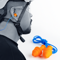 1 pack | model wearing earplugs with extra pairs | Christmas Tree Shaped Earplugs | 26 NRR | GP445