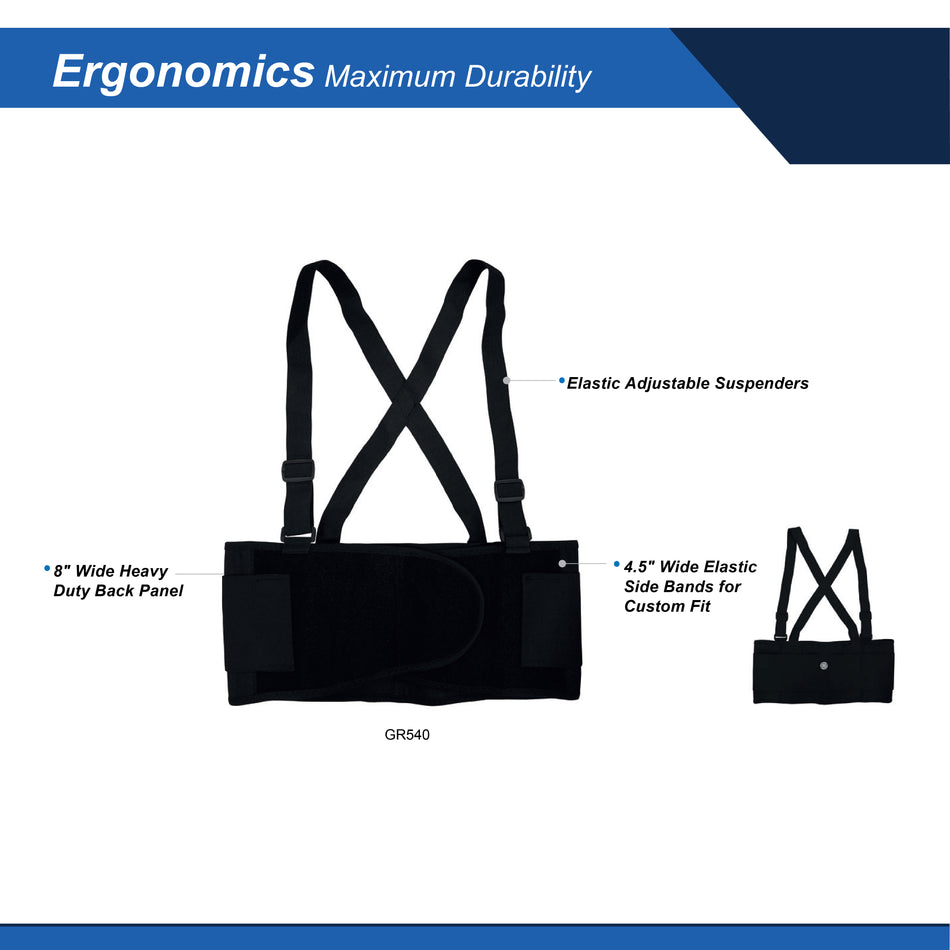 Back Support Belt | Lumbar Support & Adjustable Suspenders | GR540