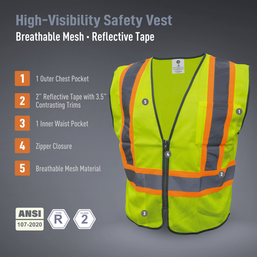 High Visibility Safety Vest with Pockets