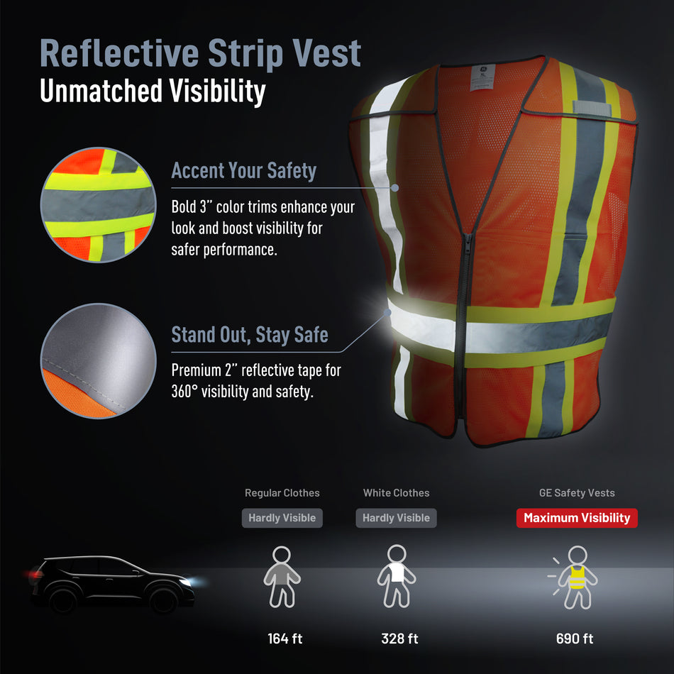 all-show | Safety Vest | 5-Point Breakaway, Class 2, ANSI 107-2020
