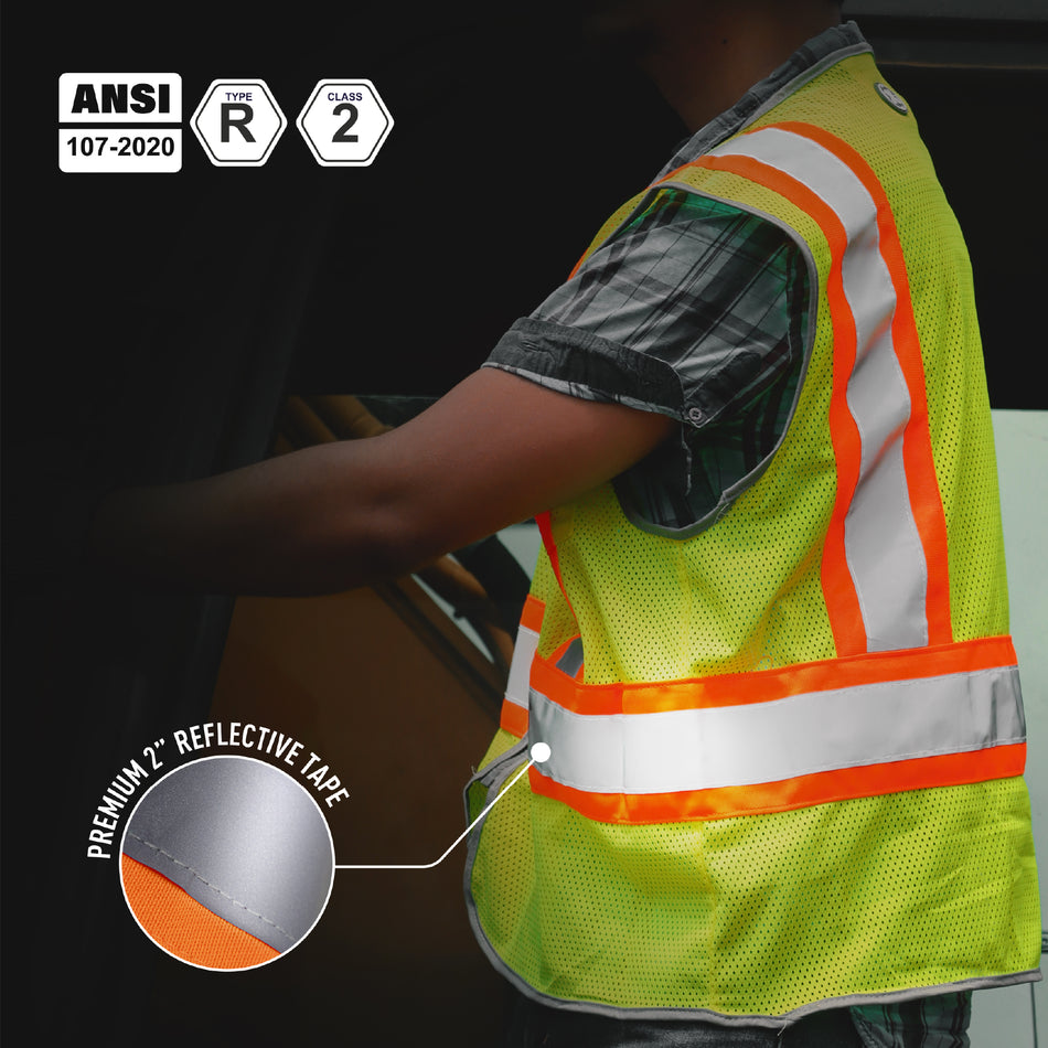 all-show | Safety Vest | 5-Point Breakaway, Class 2, ANSI 107-2020