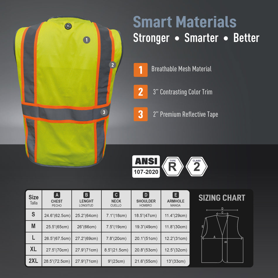 Heavy Duty Engineer Safety Vest | ANSI Class 2, 8 Pockets