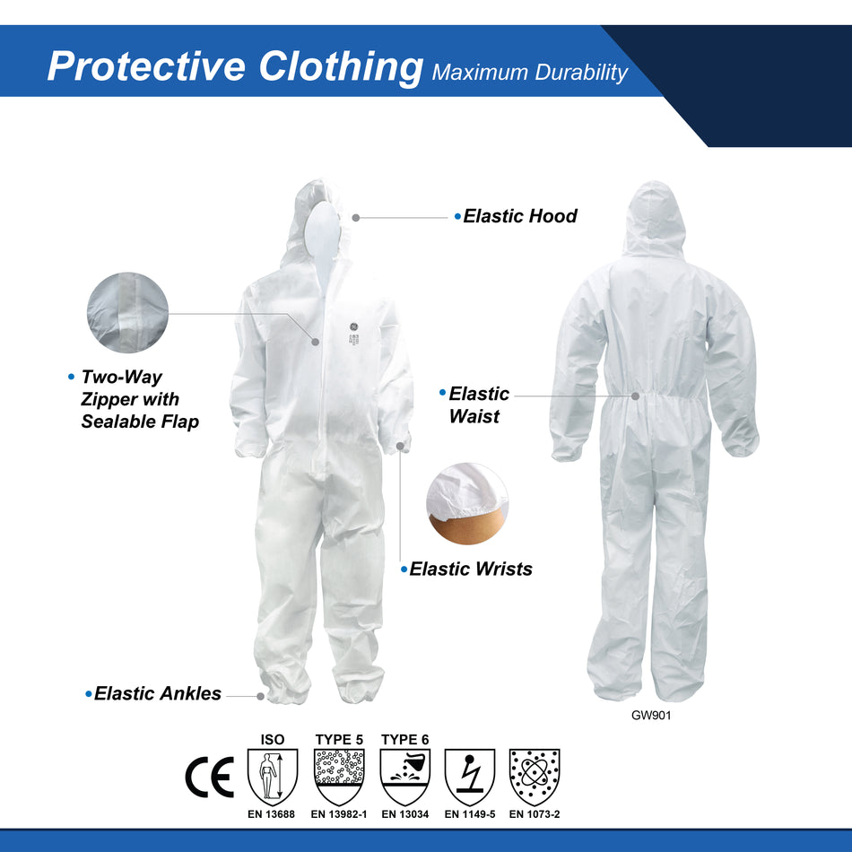 SMS Protective Coverall | 50 GSM, Liquid Repellent