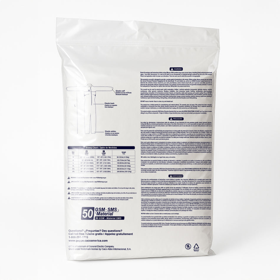 SMS Protective Coverall | 50 GSM, Liquid Repellent