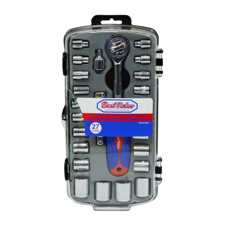 1/4 and 3/8 in. Socket Set (27-Piece)