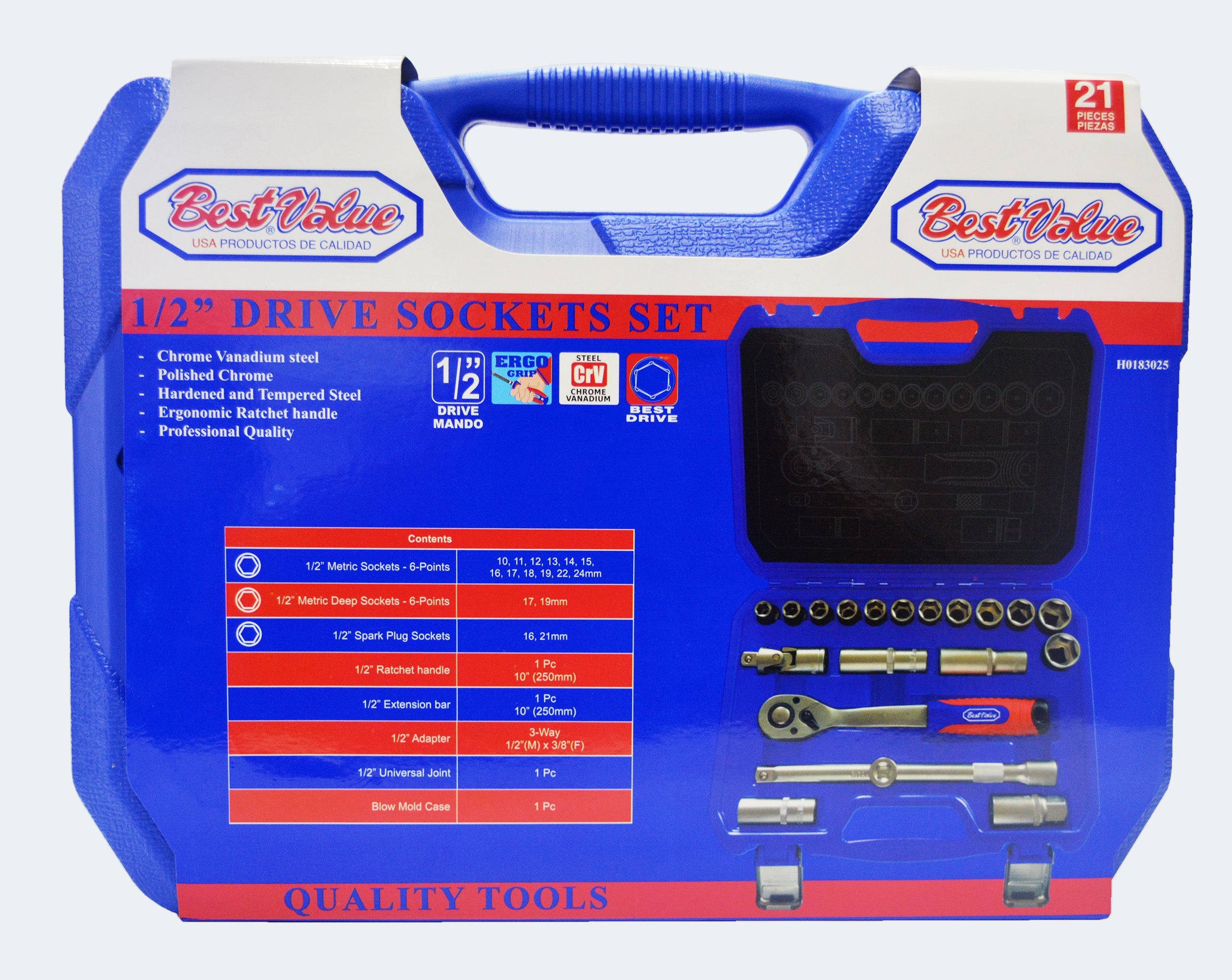 1/2 in. Socket Set (21-Pieces)