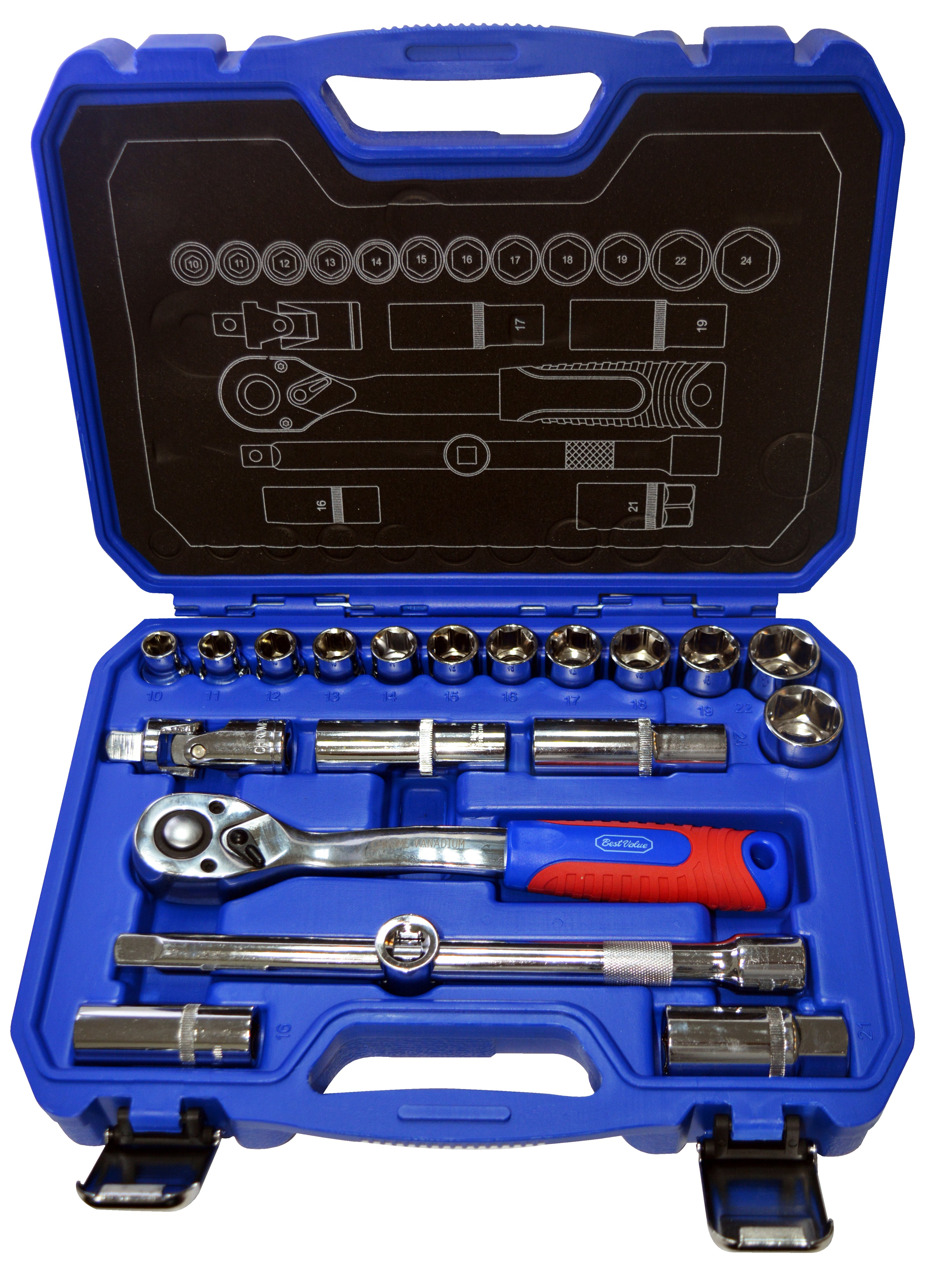 1/2 in. Socket Set (21-Pieces)