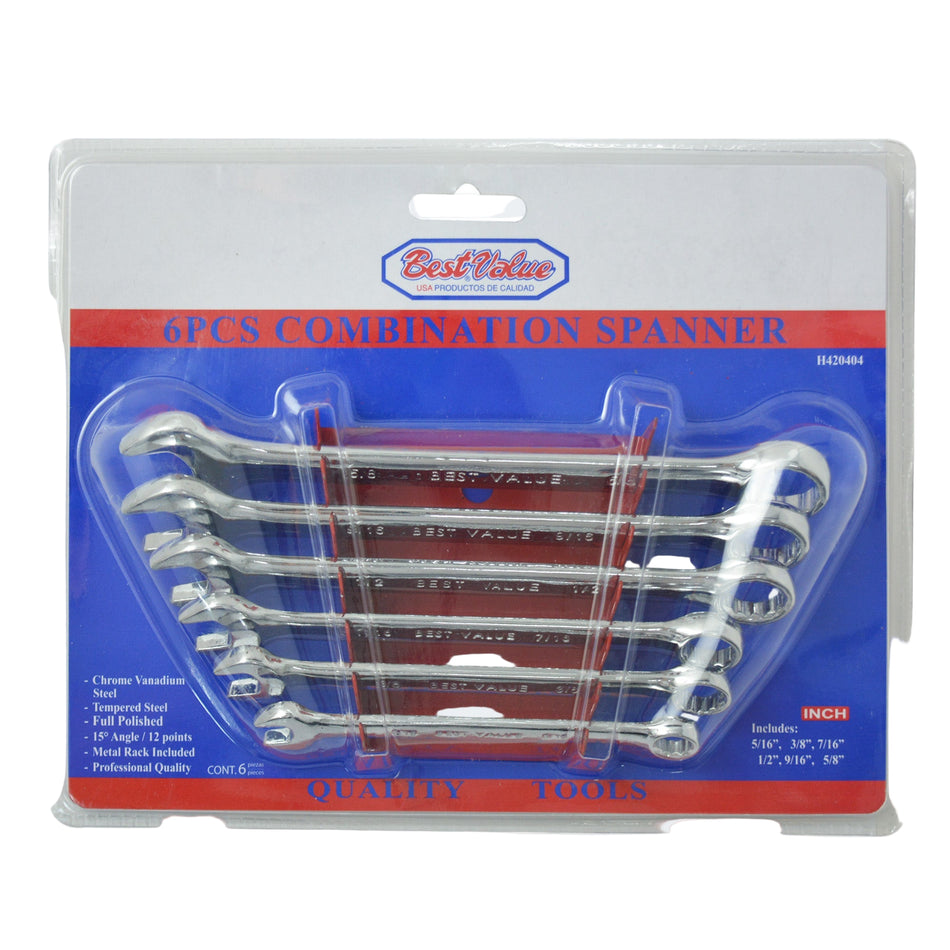Combination Wrench Set | 6-Piece Hand Tool Kit