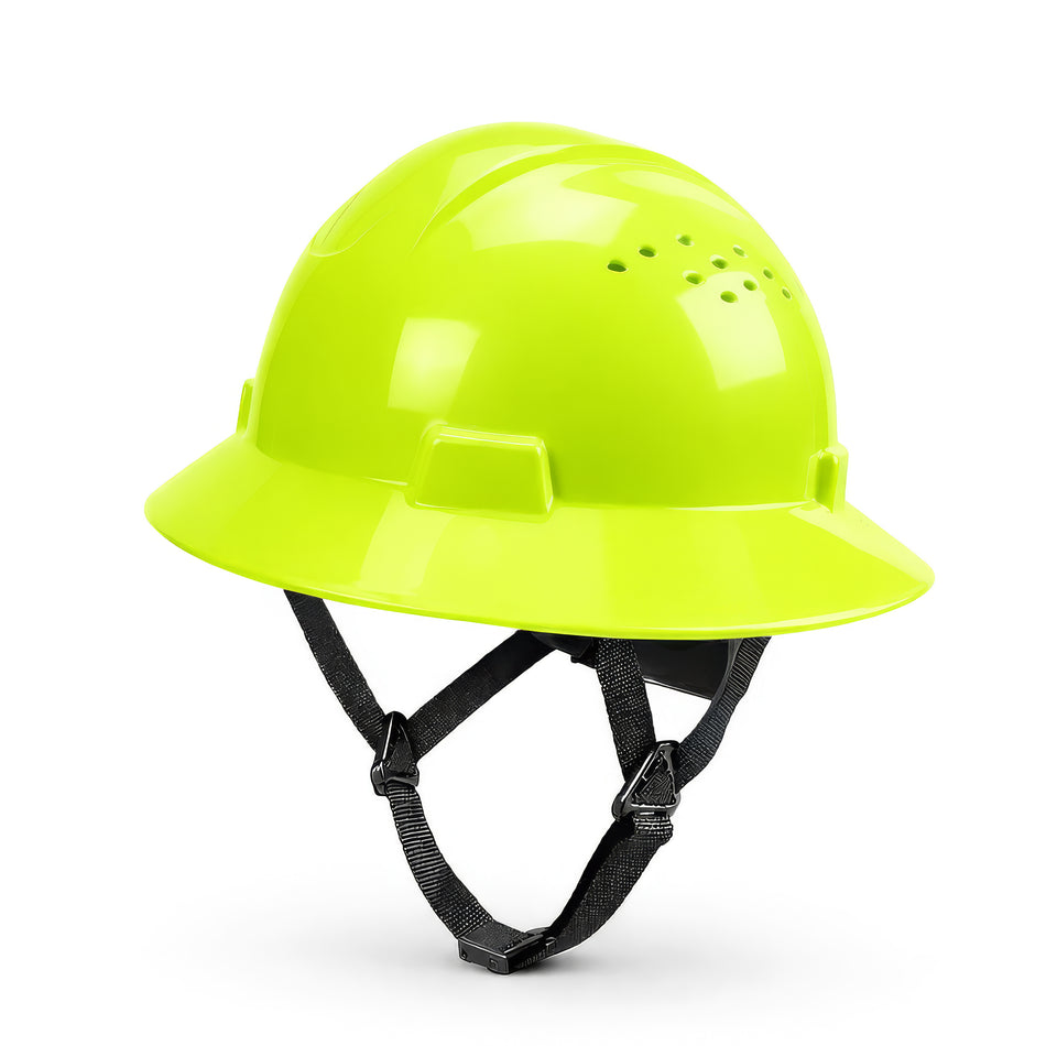 Hi-Vis Lime | Full Brim Vented Hard Hat with 4-Point Ratchet Suspension – Type 1 Class C | GH32HN