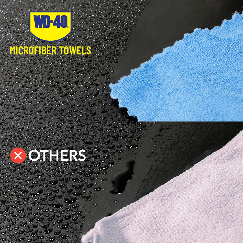light blue, 3 Pack | comparison shot showing water absorption differences | Extra Absorbent Multipurpose Microfiber Towel | L40102