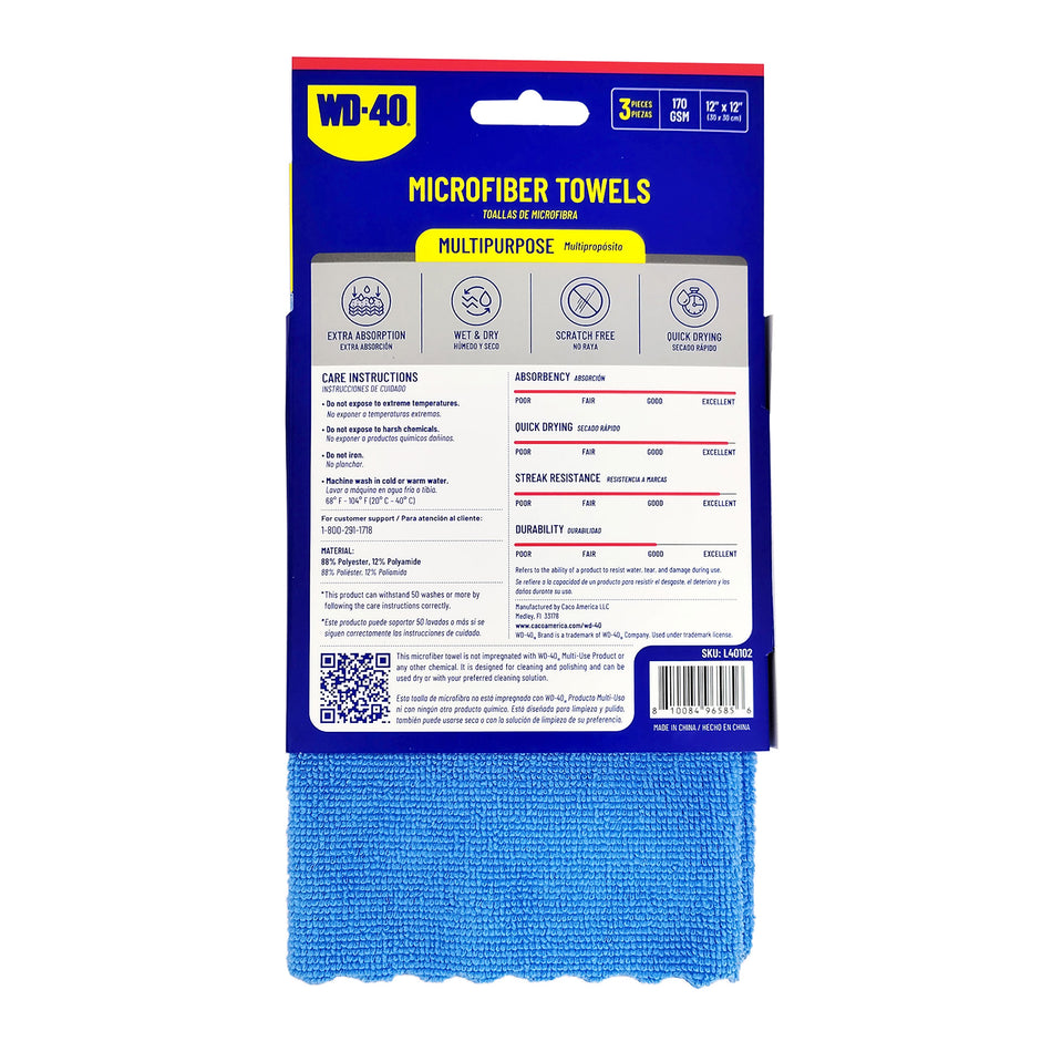 3 Pack, Light Blue | Microfiber Towel | Extra Absorbent, Multipurpose
