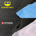 light blue, 50 Pack | comparison shot showing water absorption differences | Extra Absorbent Multipurpose Microfiber Towel | L40111